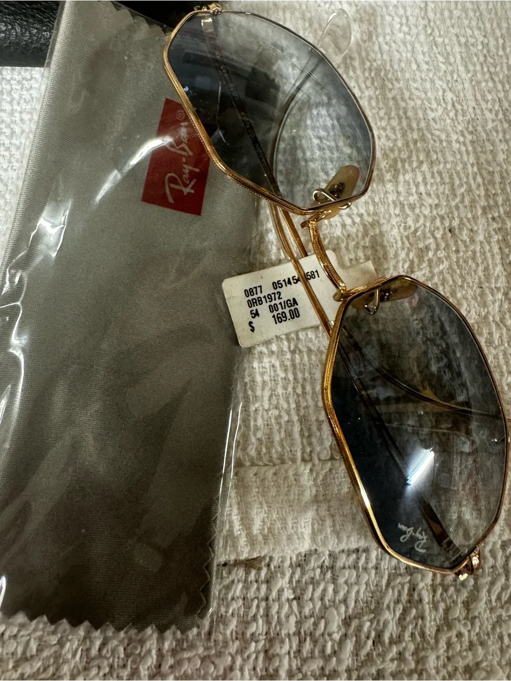 Ray-Ban Women’s Gold Frame Gray Gradient Octagon Sunglasses new wth tags wow